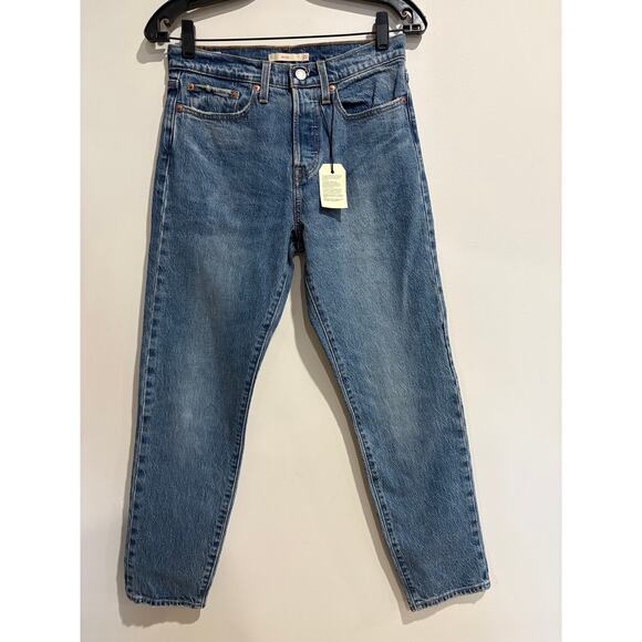 Levi's Wedgie High Waisted Button Fly Denim Straight Jeans Blue Women's Size 27 - Picture 2 of 5
